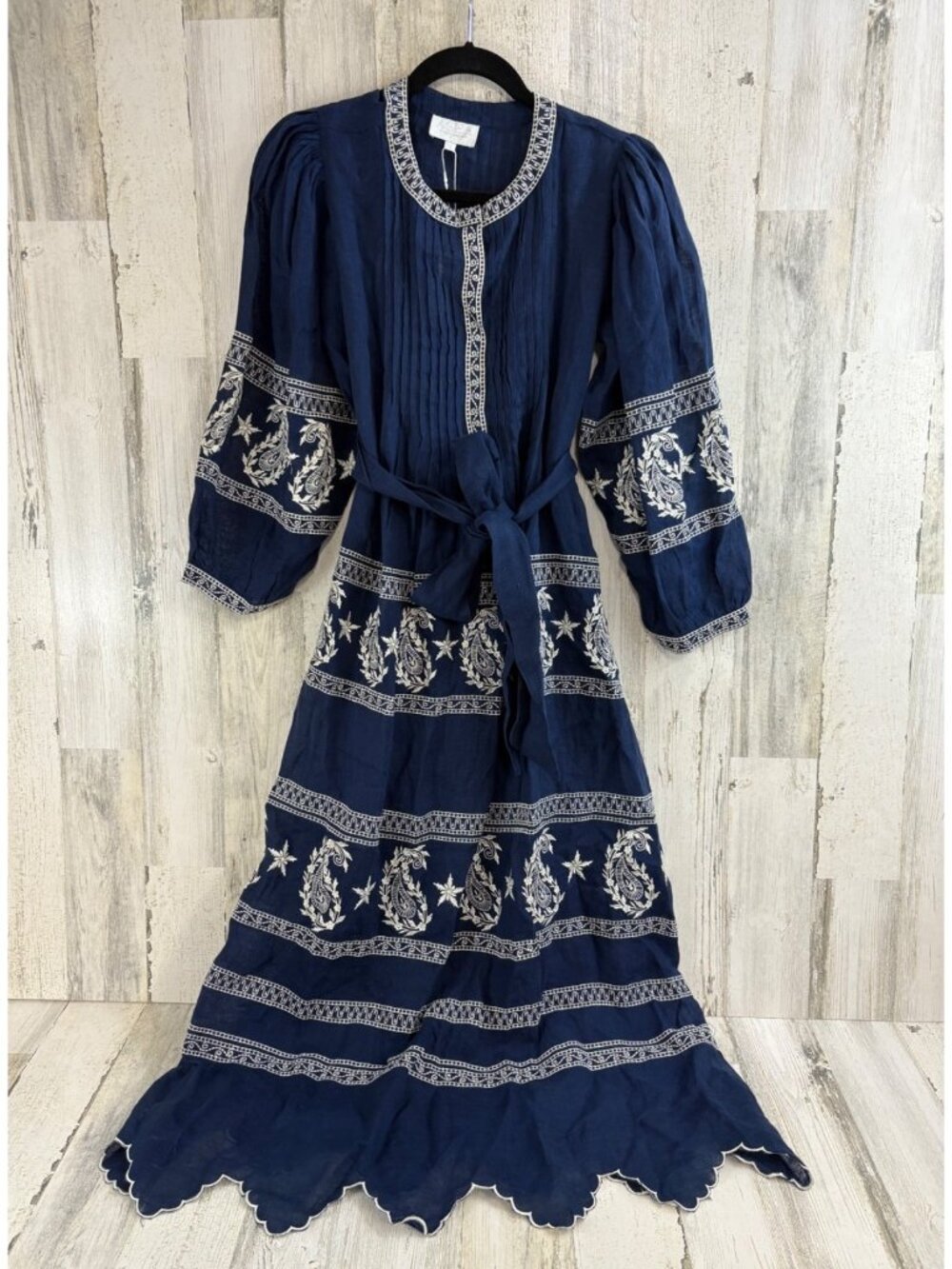 Asha by Ashley McCormick Sz S Navy Piper Dress Linen NWT
